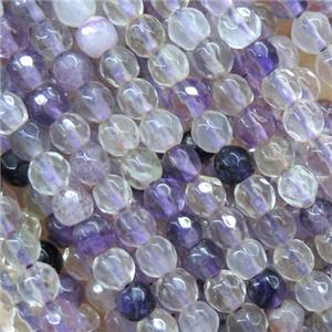 tiny purple Fluorite bead, faceted round, approx 4mm dia