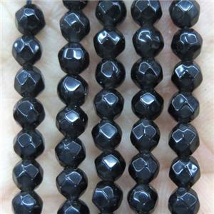 tiny black jasper beads, faceted round, approx 4mm dia