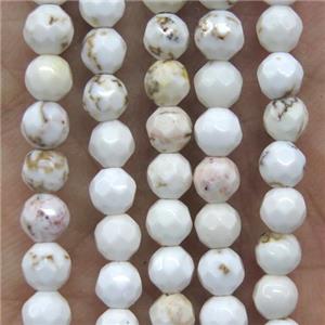 tiny white turquoise beads, faceted round, approx 4mm dia