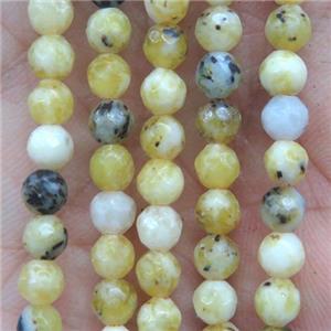 tiny lemon jade beads, faceted round, approx 4mm dia