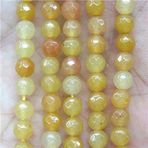 tiny orange jade beads, faceted round, approx 4mm dia