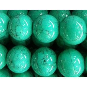 Round Turquoise Beads, green treated, 6mm dia, approx 62pcs per st