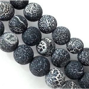 round black Crackle Agate beads, 8mm dia, 50pcs per st