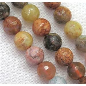 flower Agate Stone beads, faceted round, 10mm dia, approx 38pcs per st