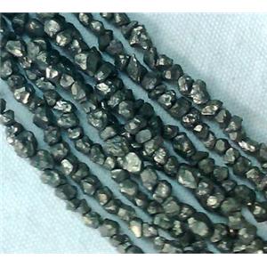 natural Pyrite Beads, erose, approx 6-8mm, 16 inch length