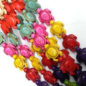 synthetic Turquoise tortoise beads, mix color, 15x20mm, 16 inch length