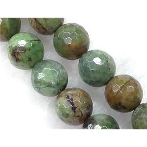 green opal jasper beads, faceted round, approx 14mm dia