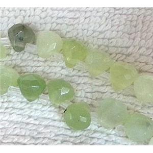 green aventurine bead, faceted teardrop, approx 7x7mm