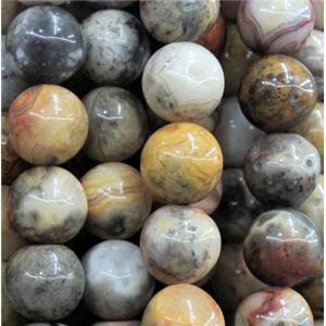 yellow crazy lace agate beads, round, approx 10mm dia, 38pcs per st