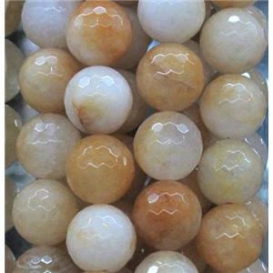 Yellow Honey Jade Beads Faceted Round, approx 8mm dia, 48pcs per st