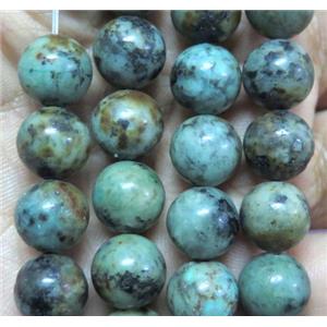 round African turquoise beads, green, approx 12mm dia, 31pcs per st