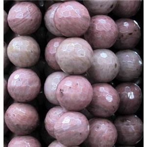 pink petrified wooden jasper bead, faceted round, approx 6mm dia, 62pcs per st