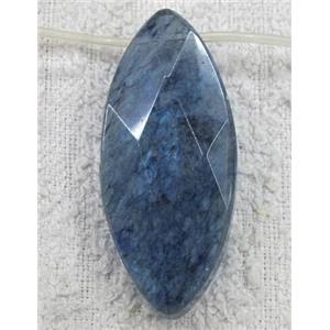 watermelon quartz bead, faceted flat-oval, blue, approx 20x45mm, 9pcs per st