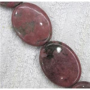 rhodonite bead, flat-oval, approx 30x40mm, 10pcs per st