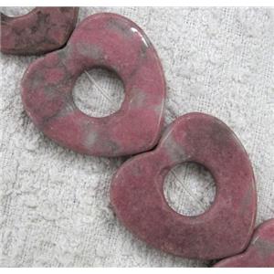 pink jasper bead, heart, approx 32x30mm, 12pcs per st