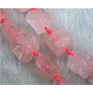 rose quartz nugget bead, freeform, approx 15-25mm