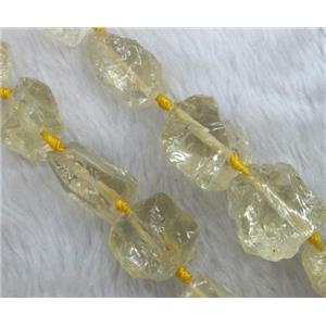Lemon Quartz beads, freeform nugget, rough, approx 15-25mm