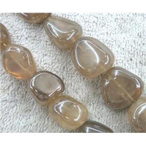 clear quartz bead, freeform, AB color electroplated, approx 10-16mm