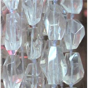 clear quartz bead, freeform, approx 12-18mm