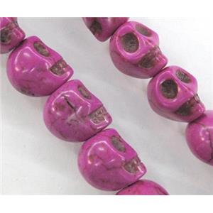 Turquoise skull beads, dyed, hotpink, 10x12x12mm, approx 33pcs per st