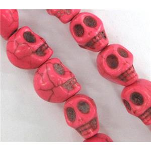 Turquoise skull beads, stability, dyed, red, 10x12x12mm, approx 33pcs per st