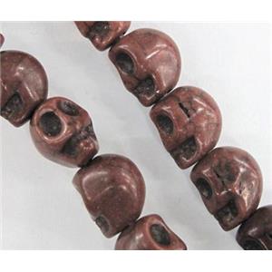 chocolate synthetic Turquoise skull beads, approx 13x18mm, 15 inches strand