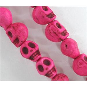 Turquoise skull beads, stability, dyed, pink, approx 13x18mm, 15 inches strand