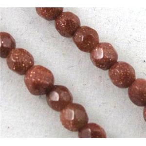 goldsand stone beads, tiny, faceted round, approx 3mm dia, 15 inches