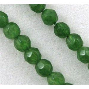 jade beads, tiny, faceted round, green, approx 3mm dia, 15.5 inches