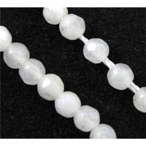 white jade beads, tiny, faceted round, approx 2mm dia, 15.5 inches