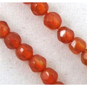 ruby carnelian beads, tiny, faceted round, approx 3mm dia, 15.5 inches