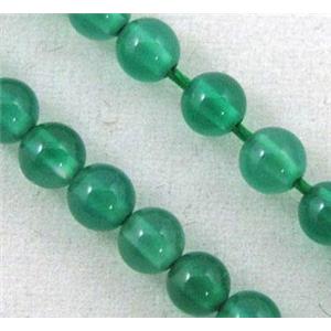 green agate beads, tiny, round, approx 2mm dia, 15.5 inches