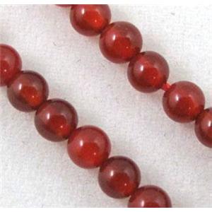 red agate bead, tiny, round, approx 2mm dia, 15.5 inches