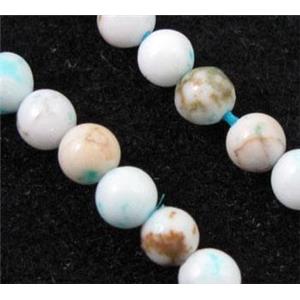 turquoise beads, tiny, round, white, approx 3mm dia, 15.5 inches
