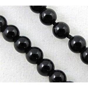 black onyx beads, tiny, round, approx 3mm dia, 15.5 inches