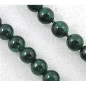 jade beads, tiny, round, deep green, approx 2mm dia, 15.5 inches