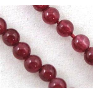 jade beads, tiny, round, hot-pink, approx 3mm dia, 15.5 inches