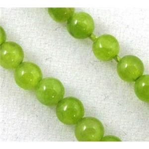 jade beads, tiny, round, olive, approx 3mm dia, 15.5 inches