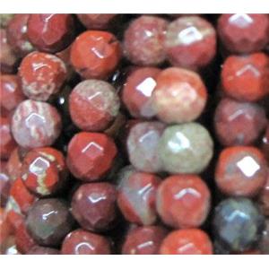 tiny red jasper beads, faceted round, approx 3mm dia, 130pcs per st