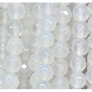 tiny agate beads, faceted round, white, approx 3mm dia, 130pcs per st