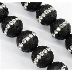 round Lave beads paved rhinestone, approx 10mm dia