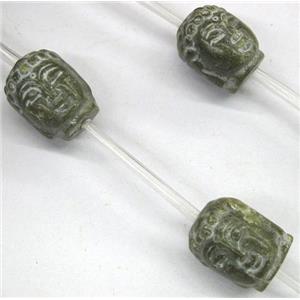 Chinese Jade Buddha Beads, green, approx 14x18mm