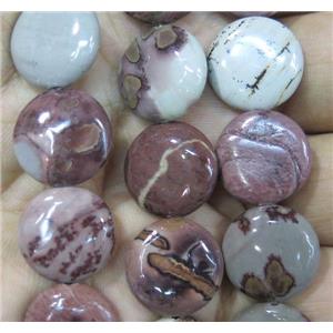 chohua jasper beads, flat-round, approx 15mm dia