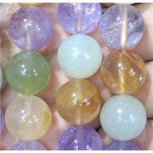 mixed gemstone beads, round, approx 14mm dia, 15.5 inches