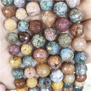 multi-color agate beads faceted round, approx 6mm dia, 15.5 inches