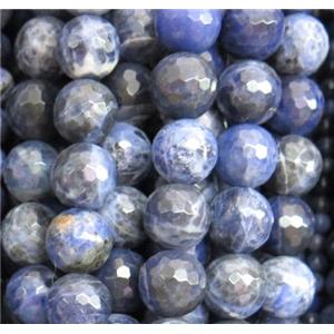 Natural Blue Sodalite Beads Faceted Round, approx 6mm dia, 15.5 inches