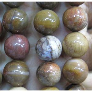 wooden Petrified Jasper beads, round, approx 8mm dia, 15.5 inches