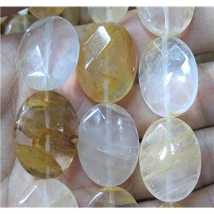 yellow Iron-Quartz Beads, faceted oval, approx 18x25mm