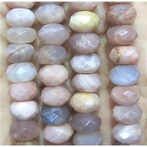 natural Sunstone bead, faceted rondelle, approx 13x18mm