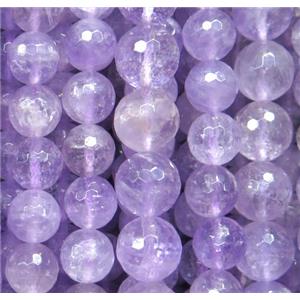 Amethyst beads, faceted round, purple, AA-grade, approx 8mm dia, 15.5 inches